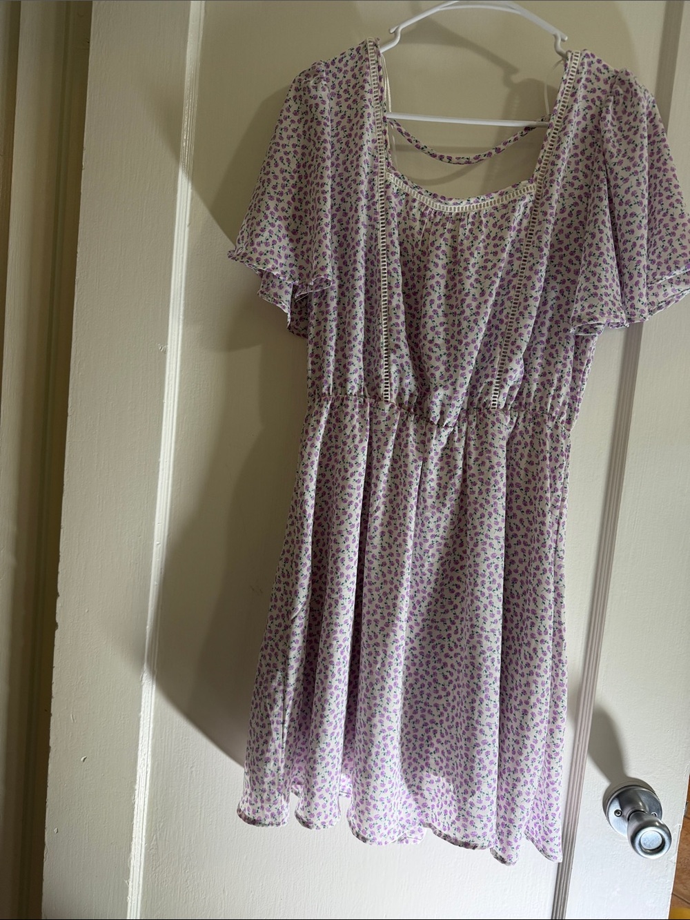 Sienna Sky Lavender Floral Ruffle-Sleeve Casual Dress